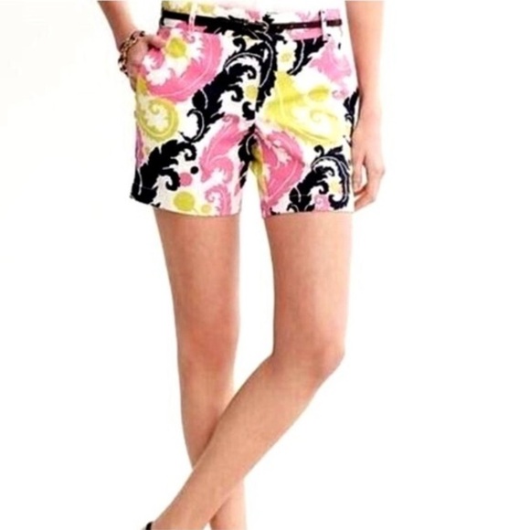 Banana Republic Milly Neon Hibiscus Feather Shorts Size 6 - Picture 1 of 11